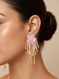 Vintage Beaded Flower Earrings
