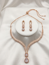American Diamond Single Lined Gold Plated Choker Set