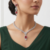 Emerald Long Blue Pendant with Earrings