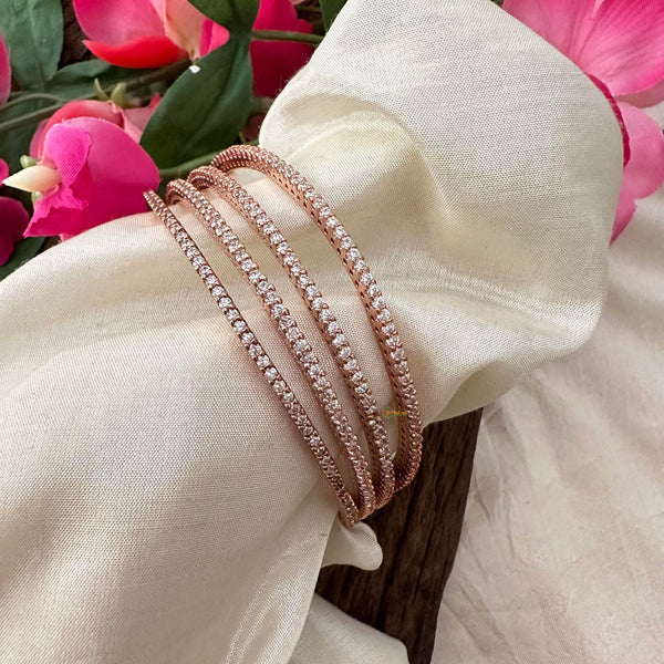 Rose Gold Diamond Studded Thin Bangles