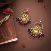 Statement Floral Hand Painted Kundan Earrings