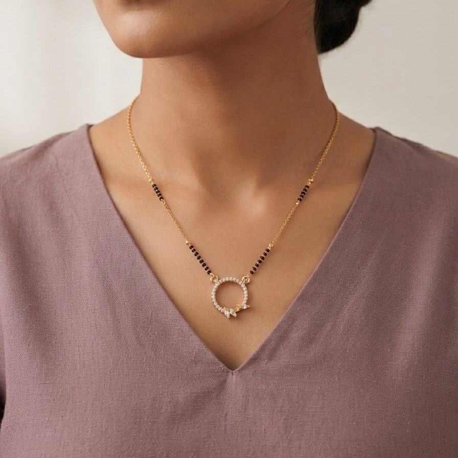 CZ Diamond Round Shape Mangalsutra