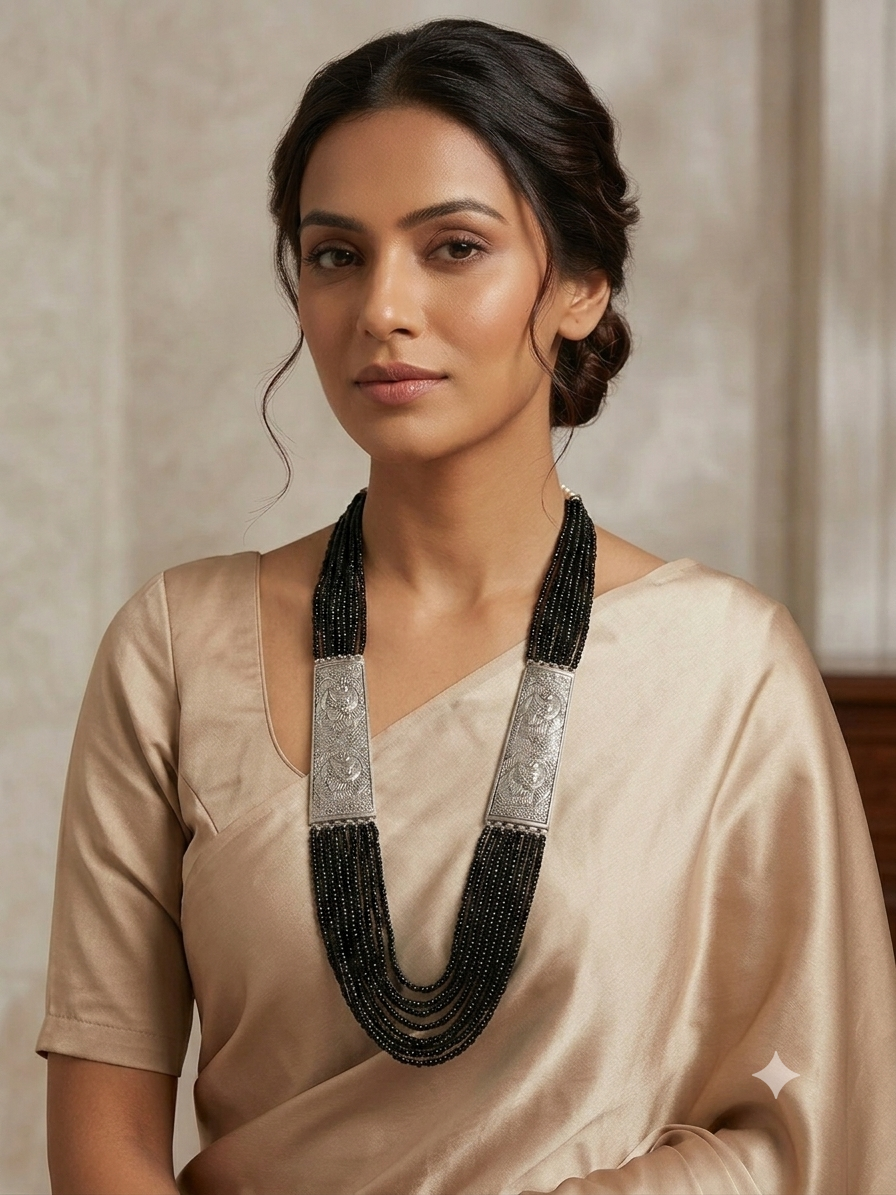 Silver-Plated Tribal Beads Necklace
