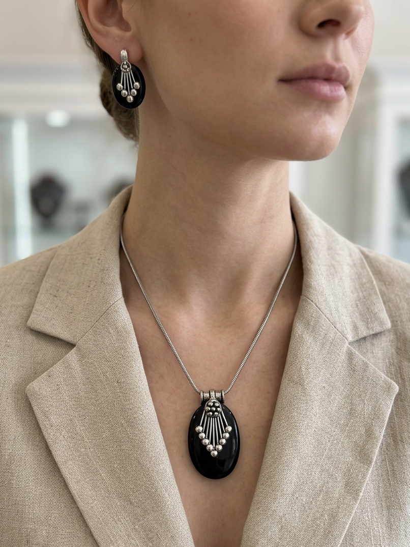 Oval Shaped Resin Pendant Set