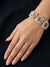 Gold Plated Blue Printed Stone with Small White Pearl Adjustable Bracelet