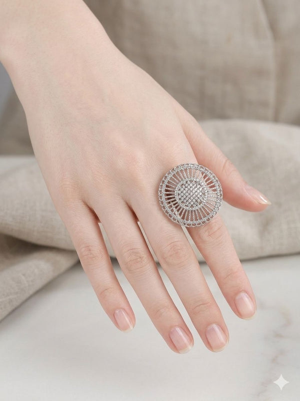 Meraki Trends Oxidized German Silver Adjustable Ring