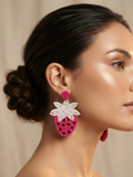 Pink Beaded Strawberry Earrings