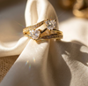 Double Heart Gold Plated Diamond Ring