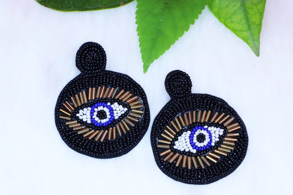 Black Evil Eyes Handmade Earrings