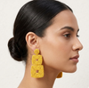 Yellow Square Shaped Beaded Earring