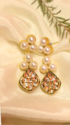 Buy Meraki Pearl Gold Tone Brass Earrings