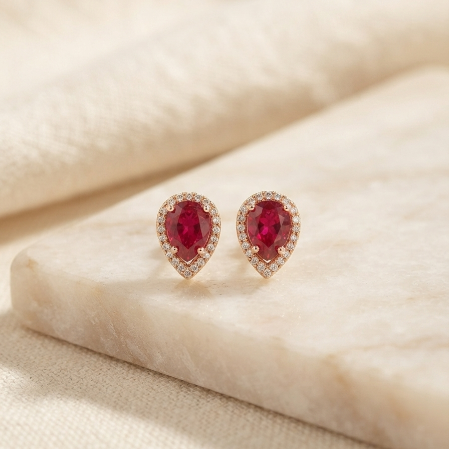 Pear Shaped Crystal Studs