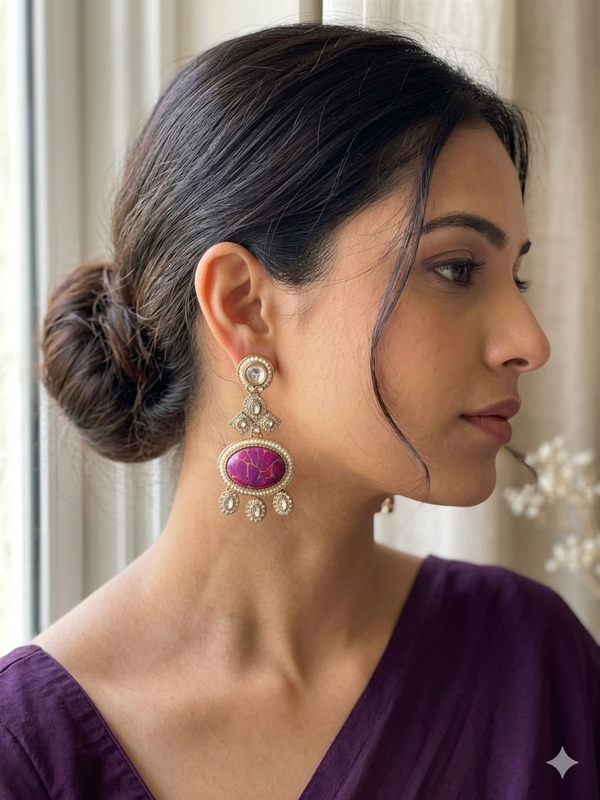 Resin Art Traditional Kundan Earrings