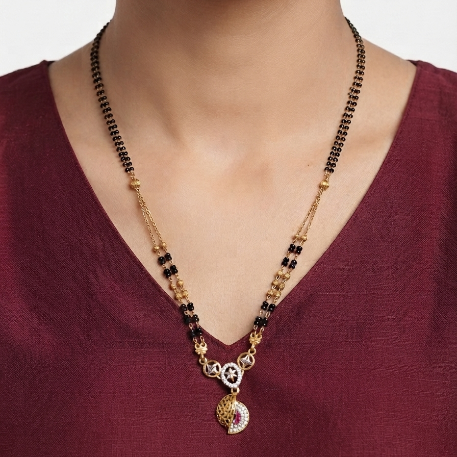 Classy Gold Plated Solitaire Diamond Mangalsutra