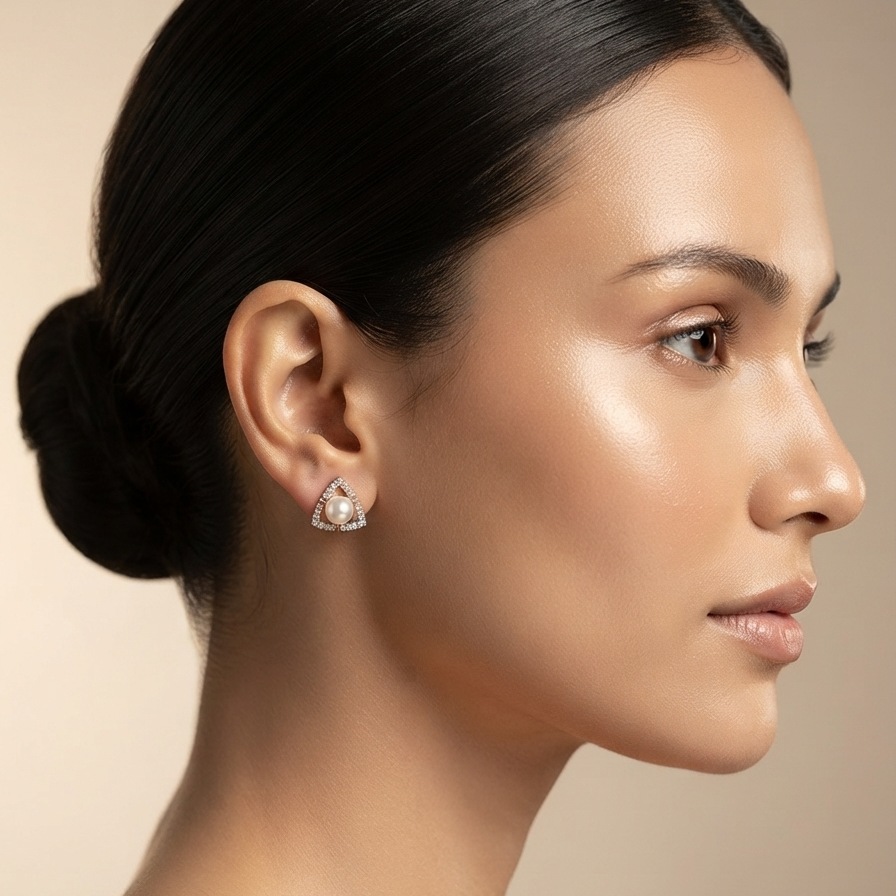 Rose Gold Pearl Light Weight Studs