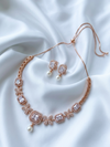 Charming Diamond Studded Rose Gold Necklace Set
