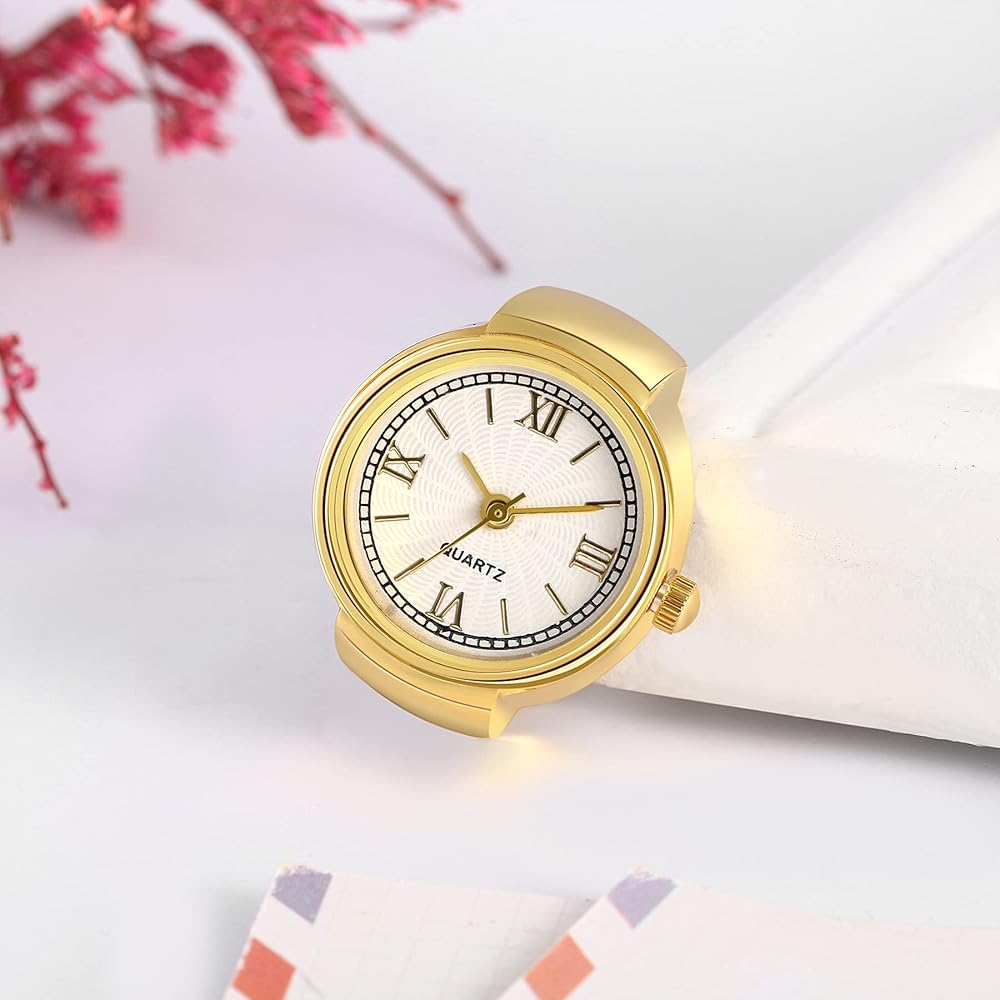 Golden Stylish Finger Watch Ring