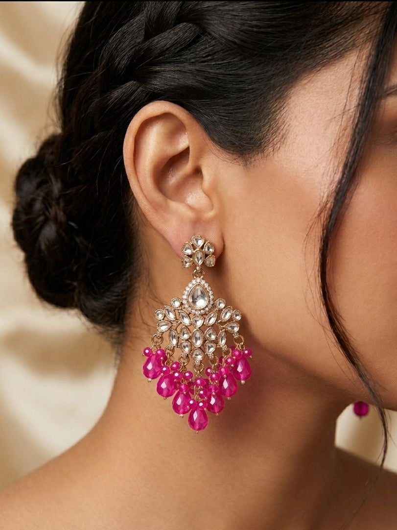 Kundan Polki Chand Bali Earrings