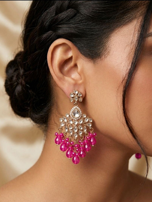 Kundan Polki Chand Bali Earrings