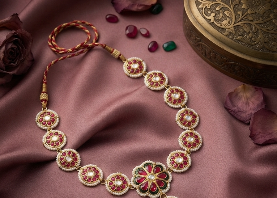Flower Design Mathapatti with Thread
