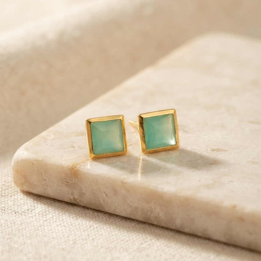 Square Shaped Stone Studded Earring