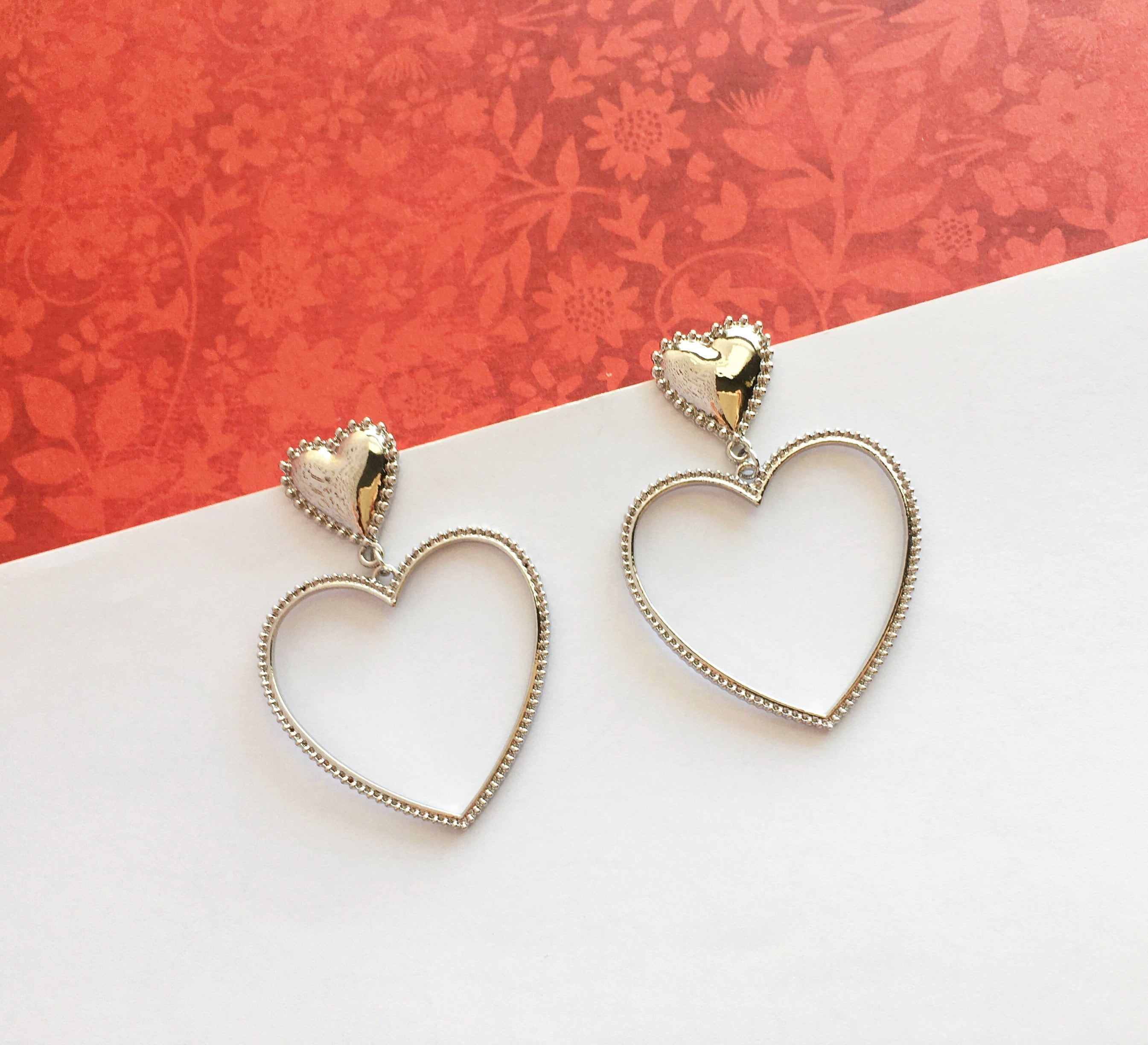 Golden Two Heart Anti-Tarnish Earrings