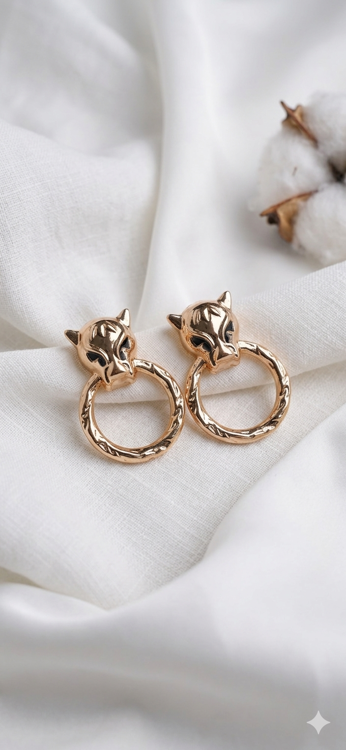 Panther Head Door Knocker Earrings
