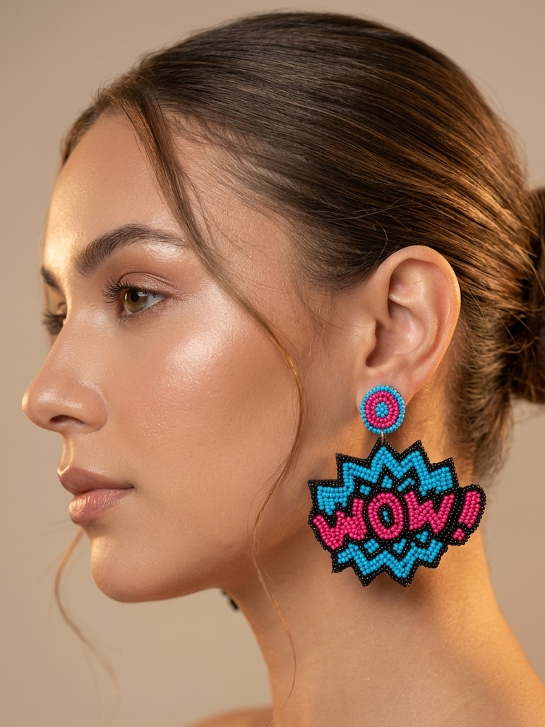 Multicolor Beaded WOW Earring