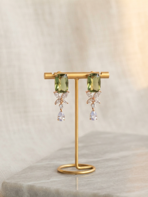 Rectangular Diamond Studded Earrings