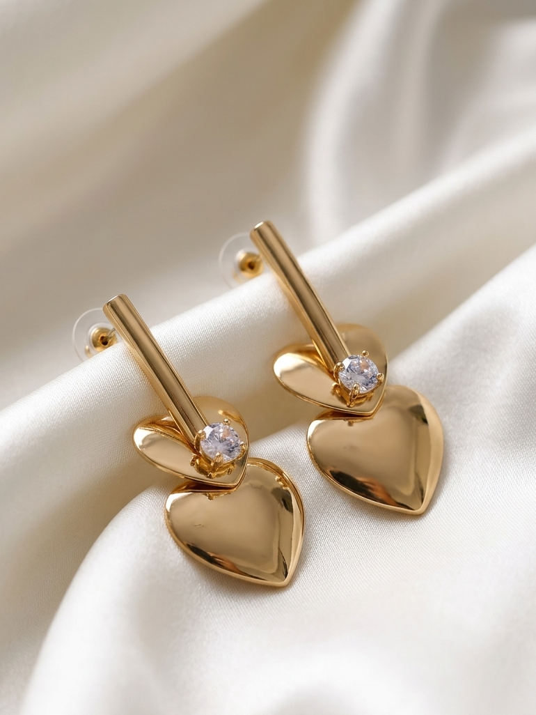 Dual Heart Anti-Tarnish Earrings