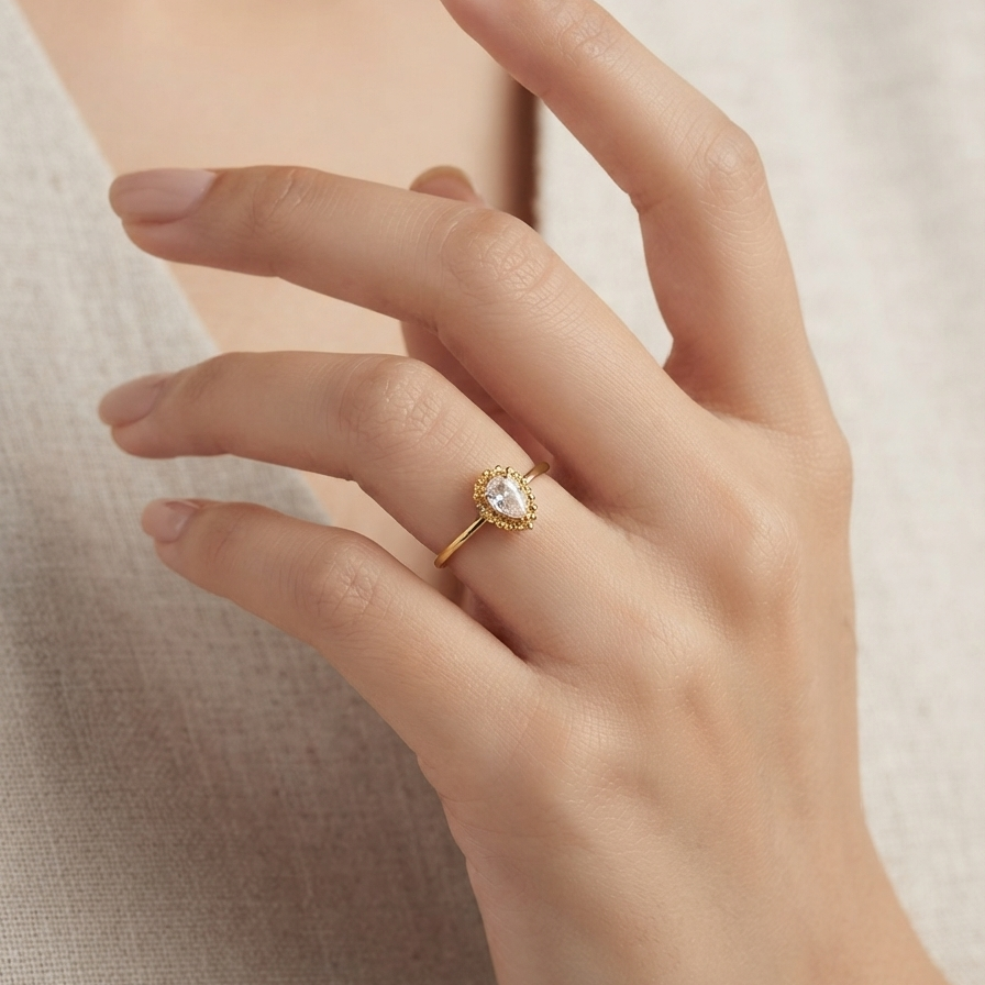 Delicate Water Drop Stainless Steel Ring