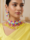 Multicolor Floral Beads Choker Set