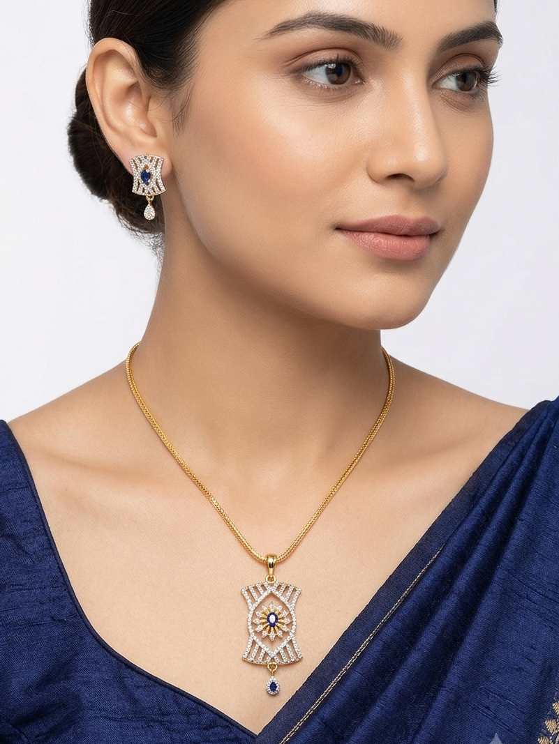 Blue Stone AD Pendant Set