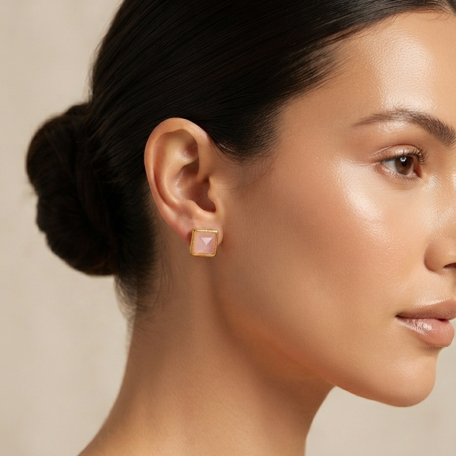 Square Shaped Stone Studded Earring