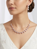 Moon Shaped Rose Gold Diamond Studded Necklace