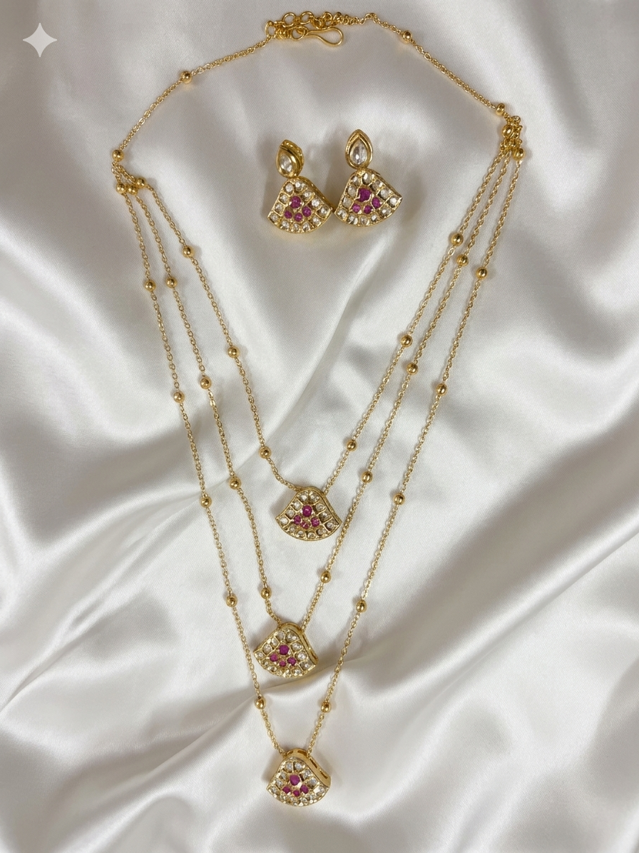 Gold-Plated Three Layered Necklace Sets