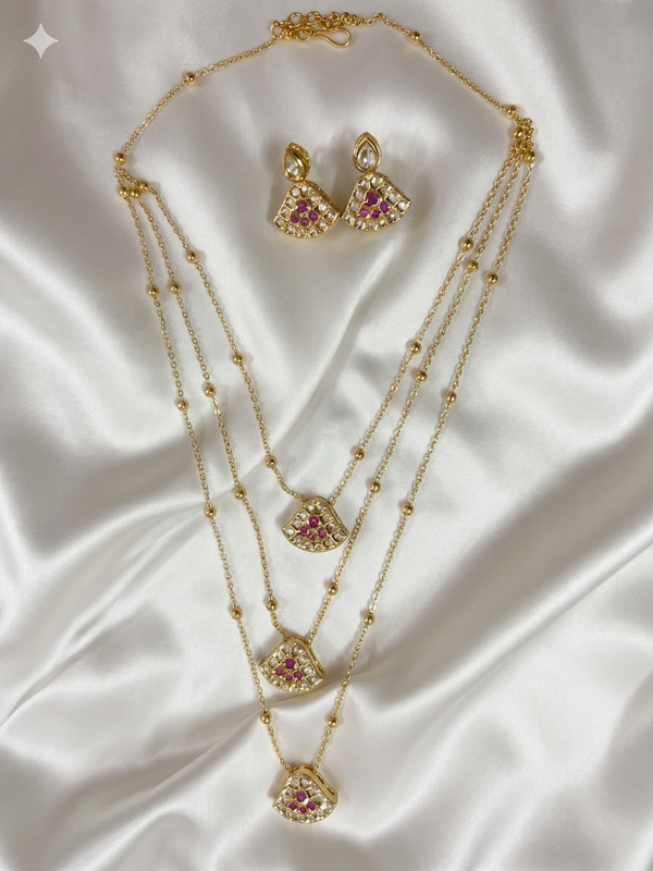Gold-Plated Three Layered Necklace Sets