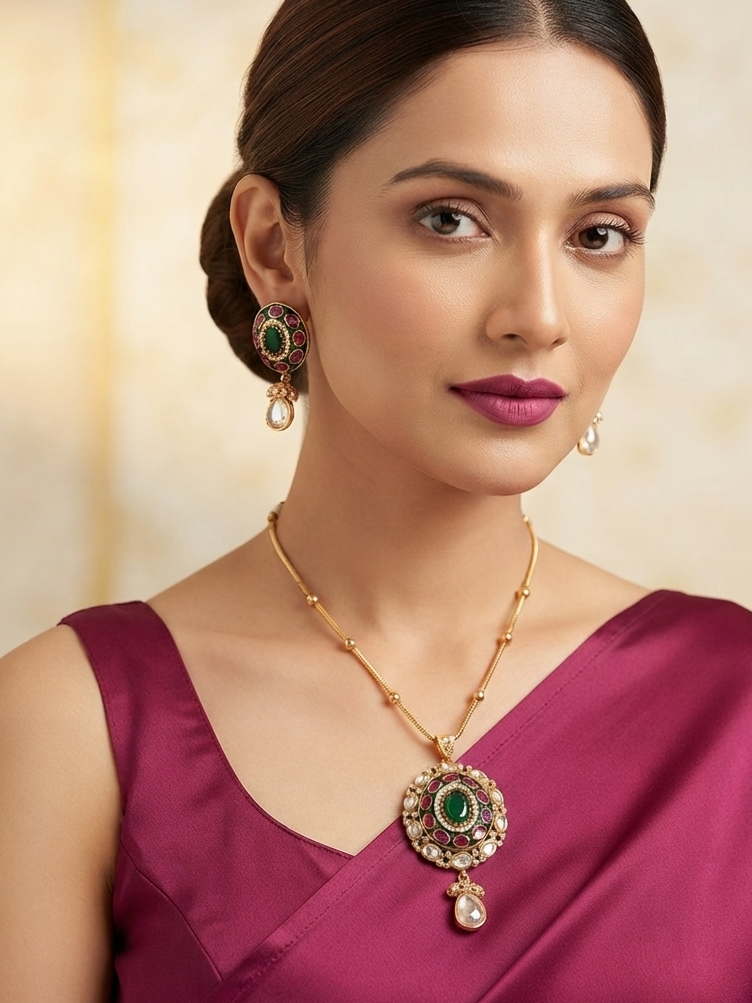 Multicolor Utsavi Heritage Pendant Set