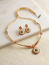 Meraki Necklace Pearl Emerald Ruby Studded Choker Set