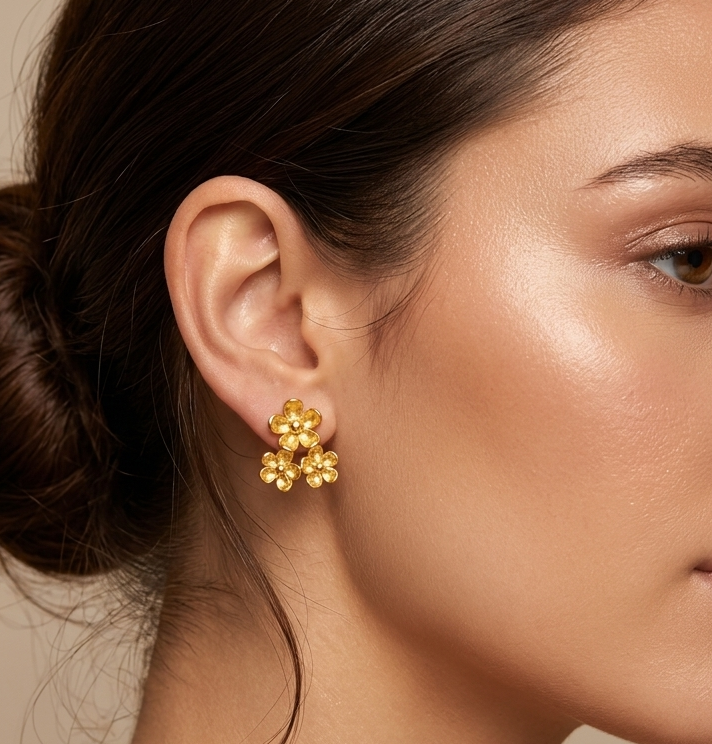 Triplet Flower Stud Earrings
