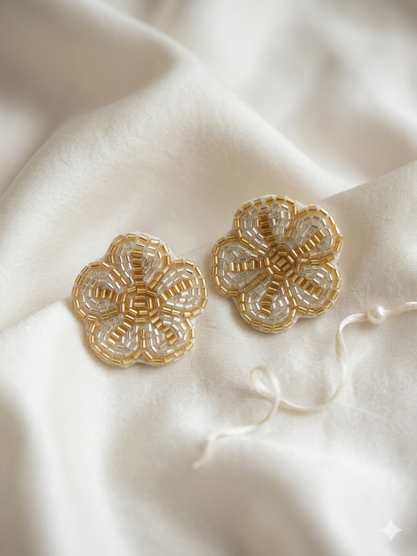 Golden Flower Design Quirky Earrings