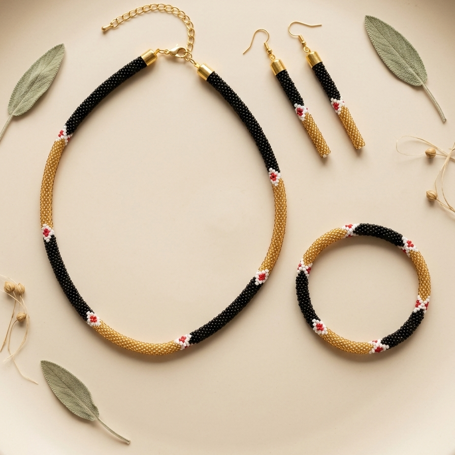 Dual Shade Seed Beads Necklace Sets