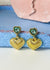 Dual Heart Green Stone Earrings