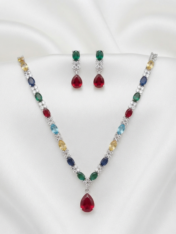 Multicolor Diamond Necklace Set