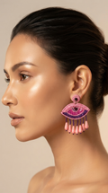 Pink Evil Eye Handmade Earrings