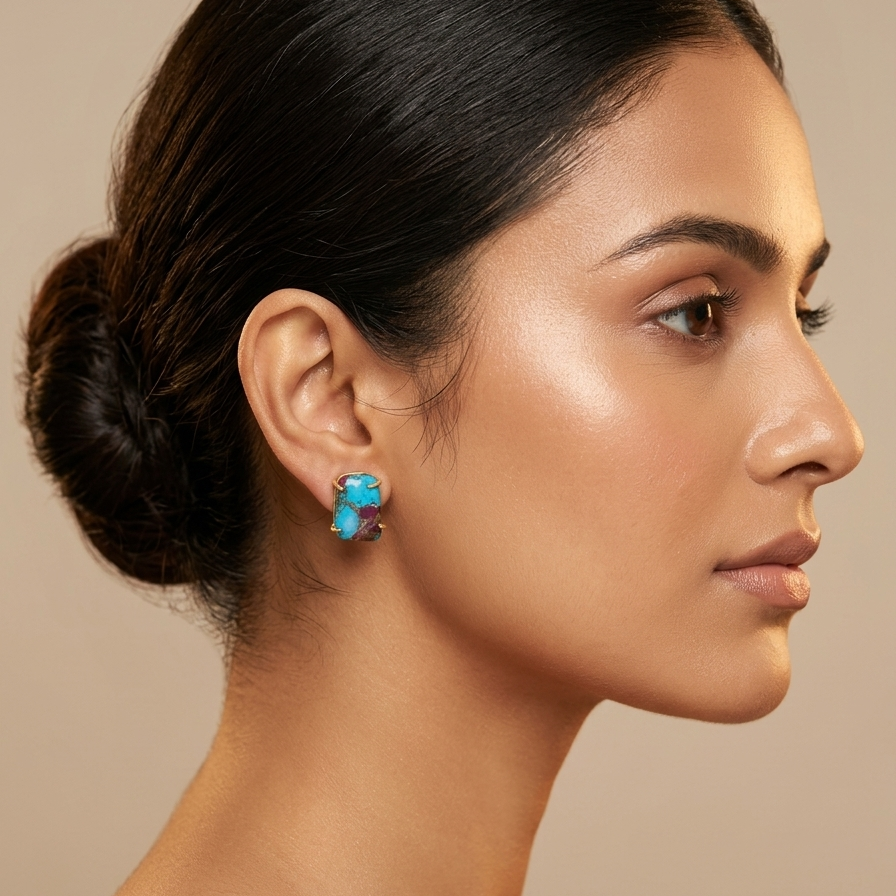Turquoise Blue Stone Stud