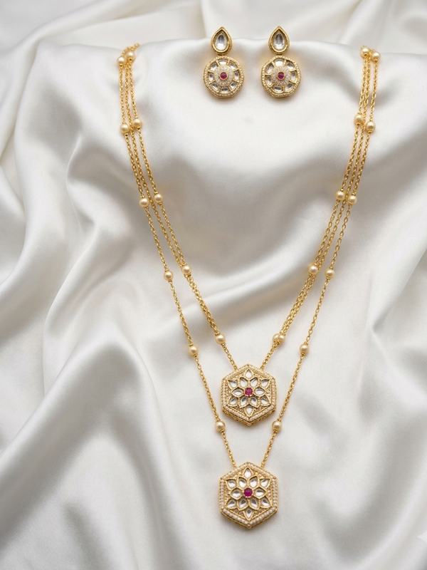Premium Double Chain with Pendant and Studs