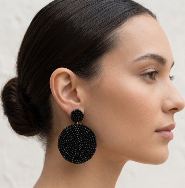 Black Beaded Earrings