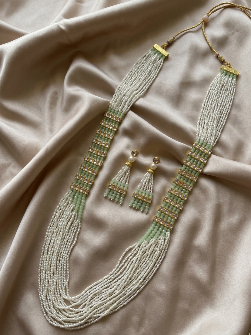Multilayered Beads mala with Pearl