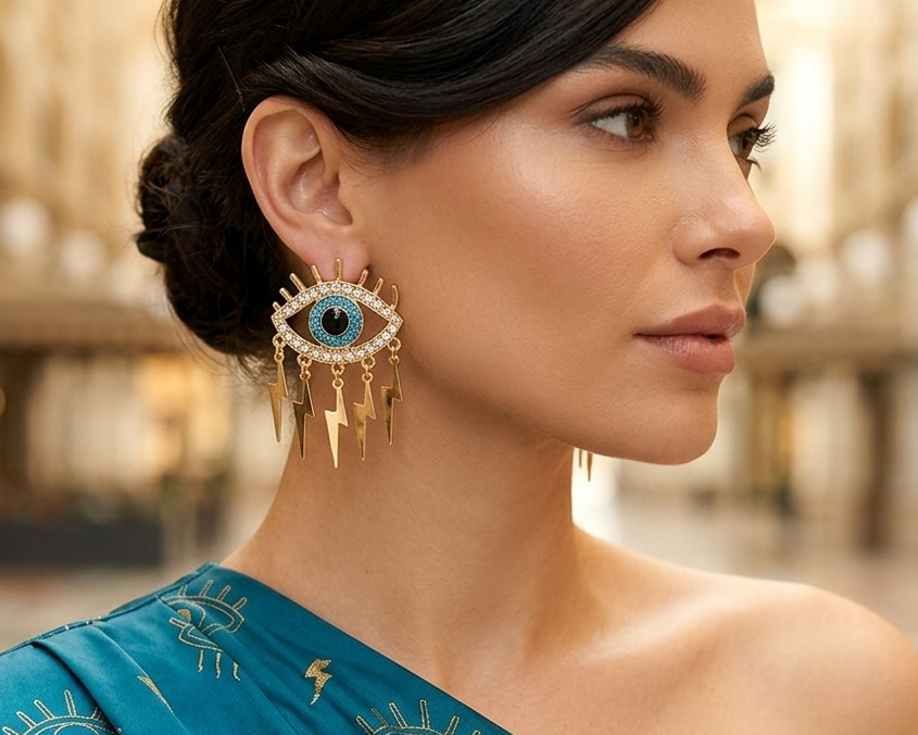 Blue Evil Eye Anti Tarnish Earrings